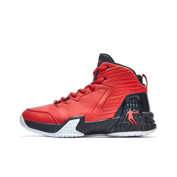 QIAODAN Grinding 1 Basketball Shoes Men High Top Red Black