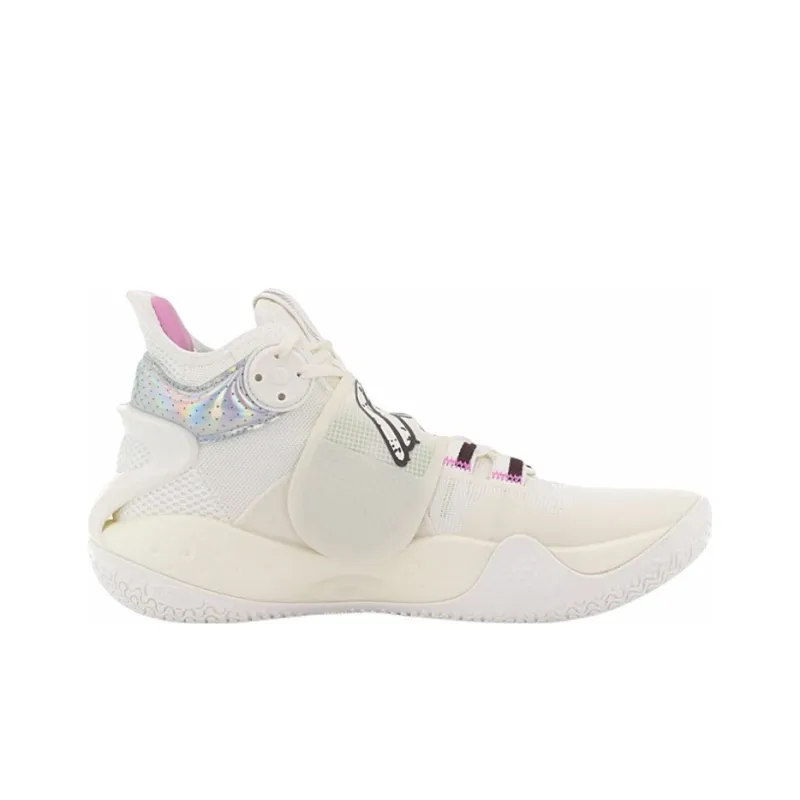 LiNing SONIC 9 Cushioning Anti Slip And Wear Resistant Coverage Support Mid Top Basketball Shoes Men's White-1