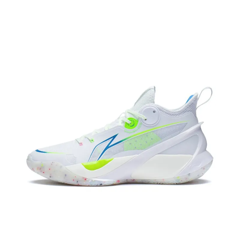 LiNing SONIC 10 Cushioning Anti Slip And Wear Resistant Coverage Support Mid Top Basketball Shoes Men's White-0