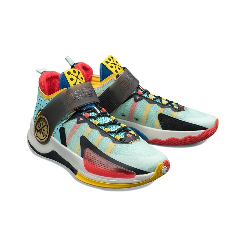 LiNing Wade Fission 7 Cushioning Anti Slip And Wear Resistant Mid Top Basketball Shoes Men's Blue-3