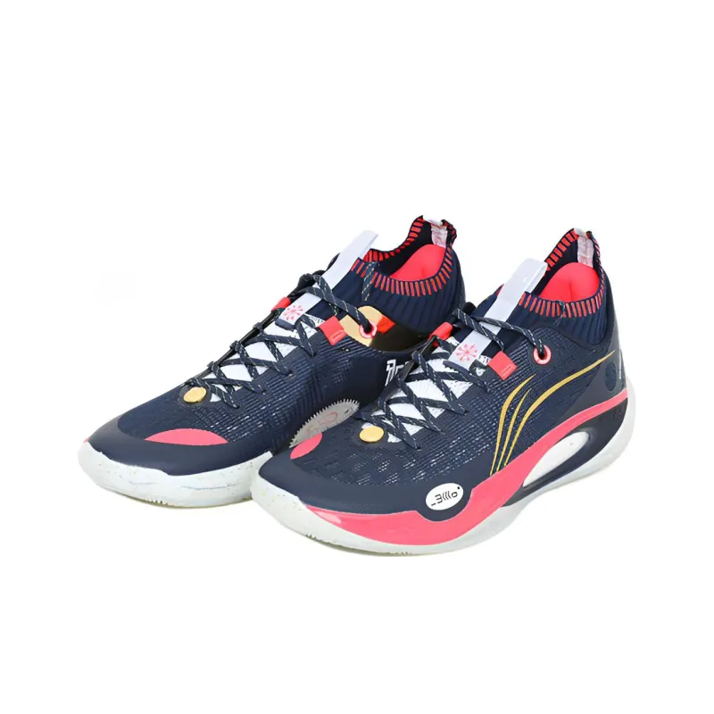 LiNing Wade 808 Ultra Cushioning Anti Slip And Wear Resistant Low Top Basketball Shoes Men's Blue Red-2