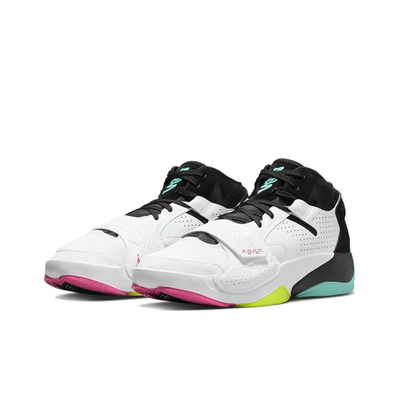 Jordan Zion 2 Cushioning, Slip Resistant, And Abrasion Resistant Low Top Basketball Shoes Men's White Black-2