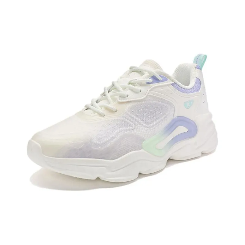 XTEP Nomadic Anti Slip And Wear Resistant Breathable Low Top Sports Casual Shoes Women's White Cyan Purple-1