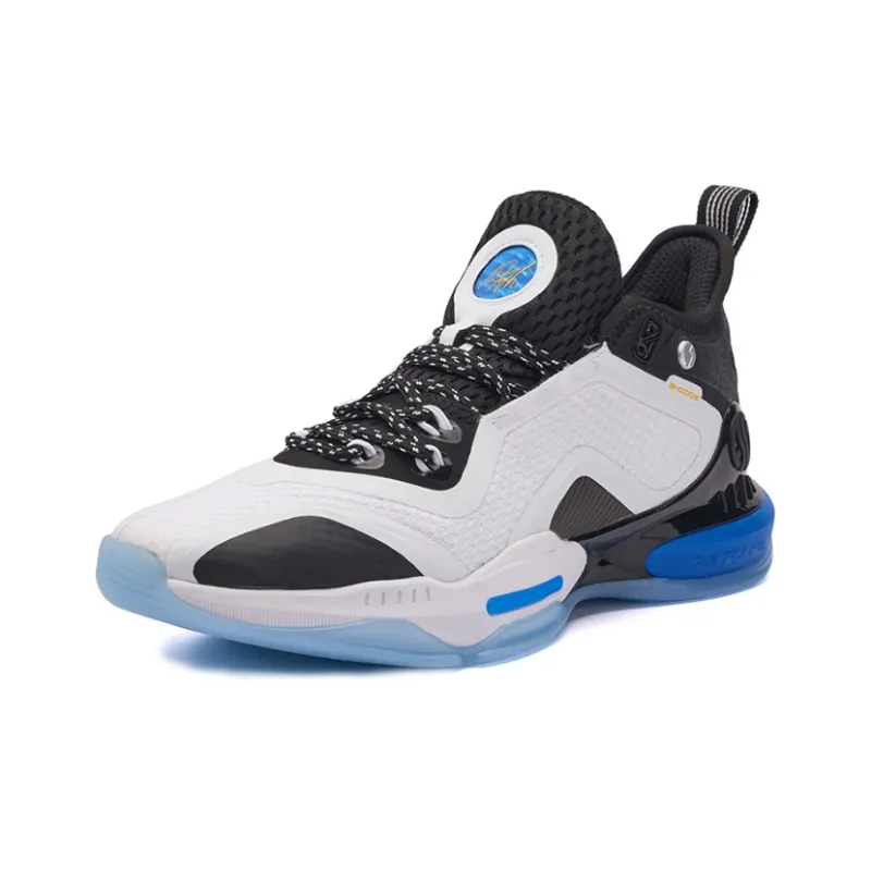 361° AG 2 Cushioning Anti Slip Wear Resistant Breathability Mid Top Performance Basketball Shoes White Black Blue-1