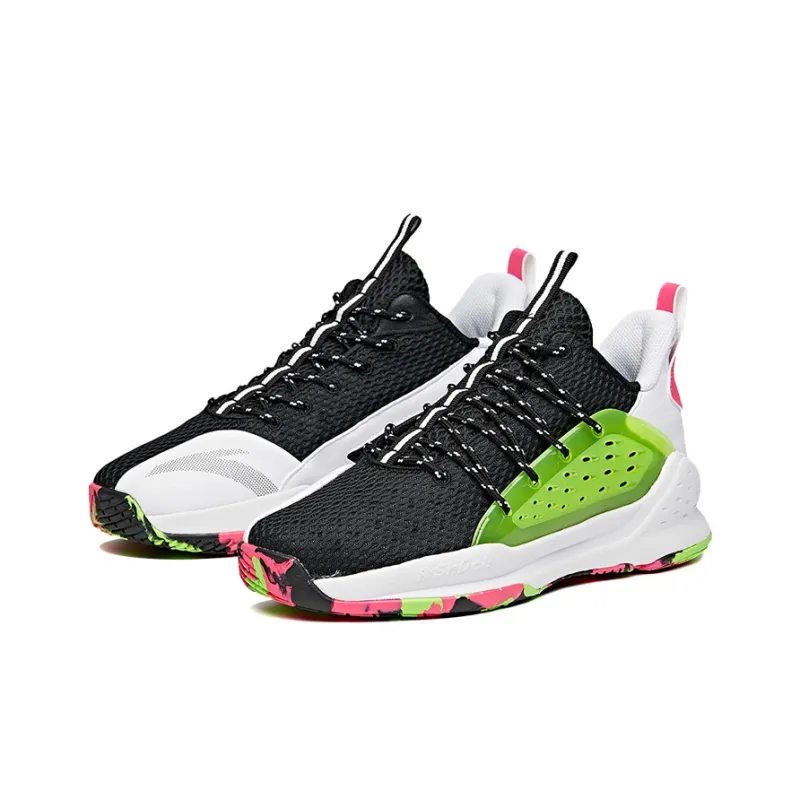 Anta Basketball Collection Low Top Performance Basketball Shoes Men's Black Green White-1
