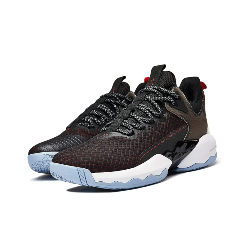 XTEP Cushioning Anti Slip And Wear Resistant Low Top Basketball Shoes Men's Black-3