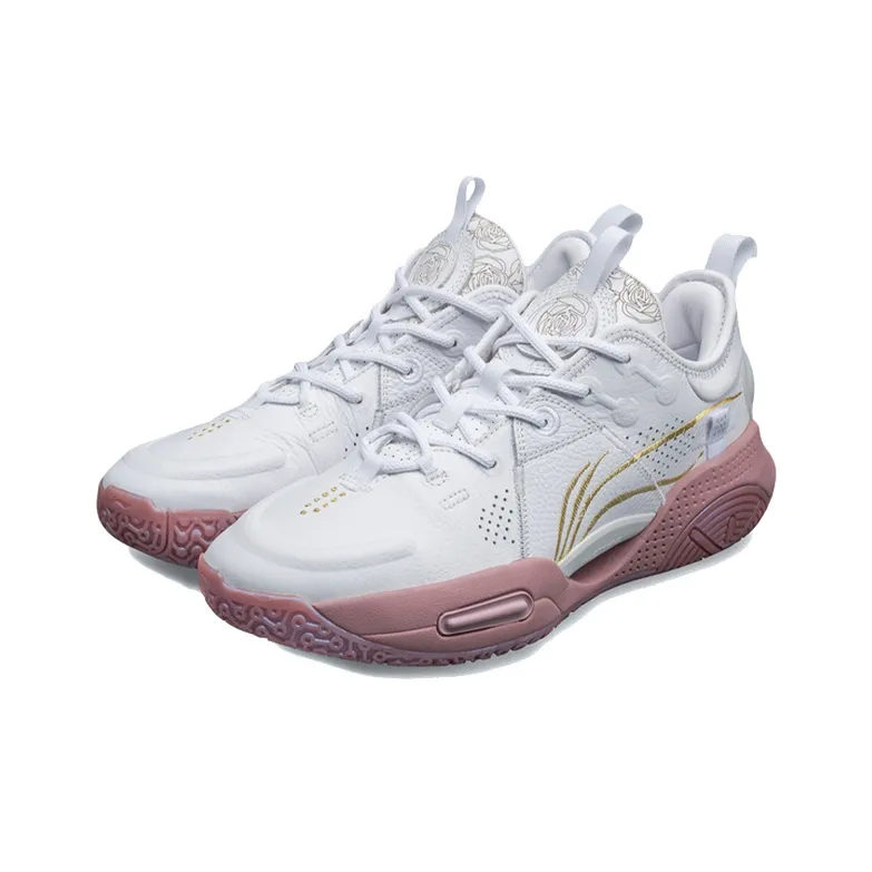 LiNing All City 9 Cushioning Anti-Slip Wear-Resistant Breathable Supportive Rebound Low-Top Basketball Shoes White Pink-4