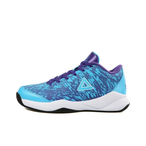 PEAK Basketball Shoes Men Mid-Top Water Bottle Blue/Lakers Purple