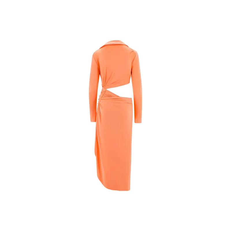 OFF WHITE Ruched Long Sleeved Dress-1