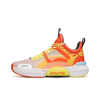 ANTA Basketball Shoes Men Mid Top Orange/Yellow