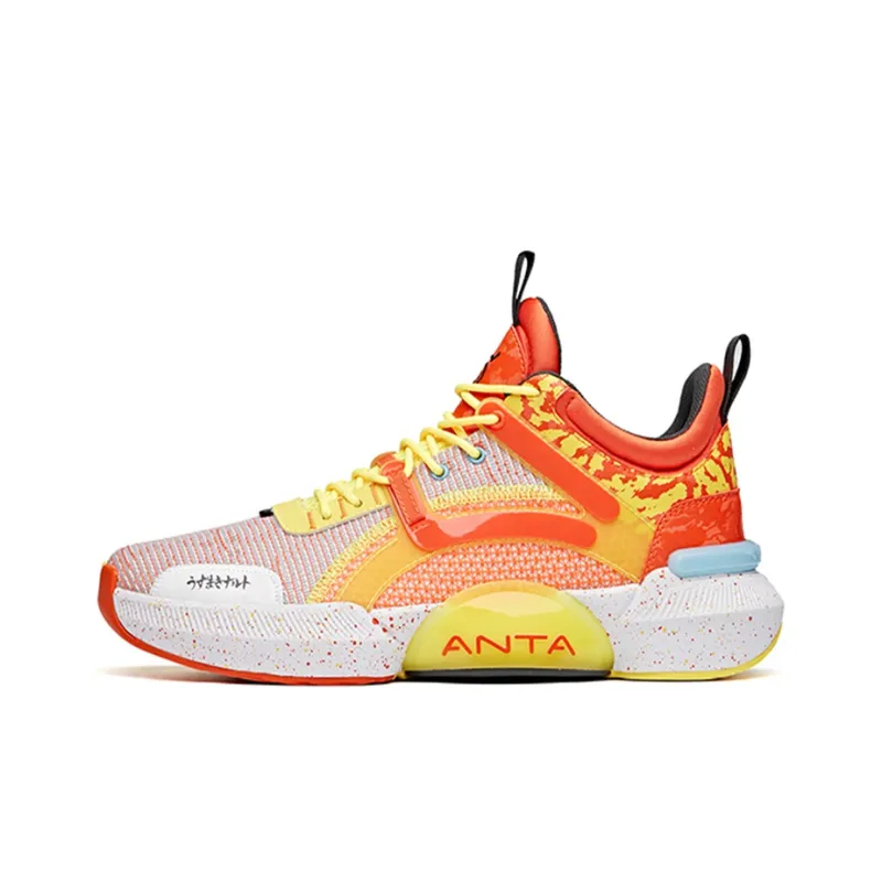 ANTA Basketball Shoes Men Mid Top Orange/Yellow-0