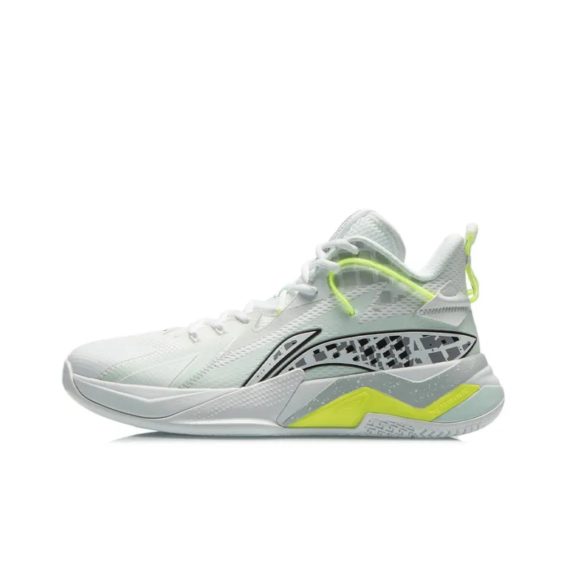 LiNing Fighting Falcon Cushioned Slip-Resistant Abrasion-Resistant Mid-Top Basketball Shoes Wavy Blue-0