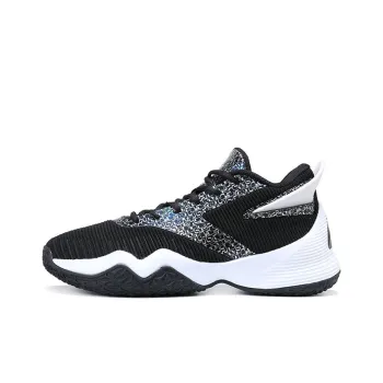 PEAK Basketball Shoes Men Mid Top Black/All White