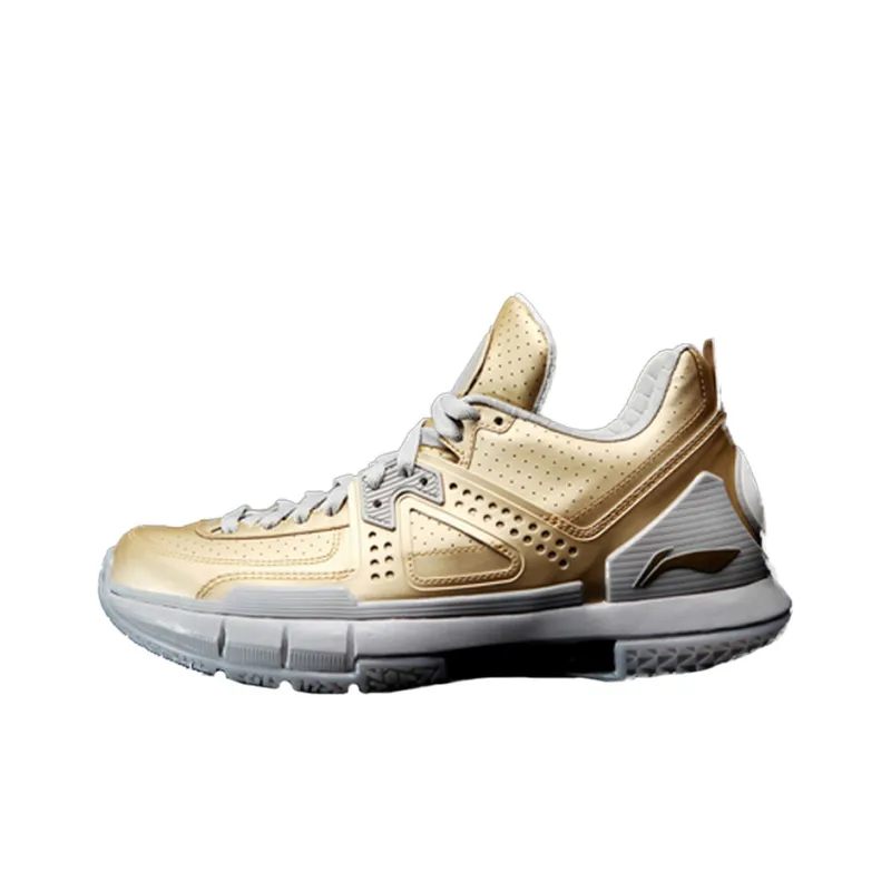 LINING WOW 5 Basketball Shoes Men Low Top Gold-0