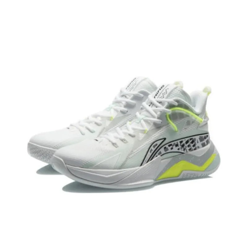 LiNing Fighting Falcon Cushioned Slip-Resistant Abrasion-Resistant Mid-Top Basketball Shoes Wavy Blue-2