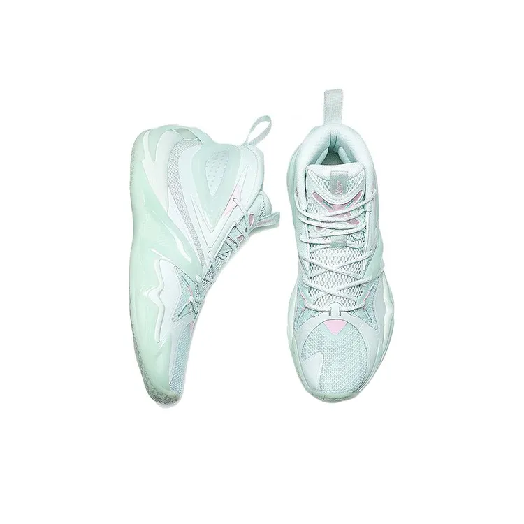 XTEP Battle 1.0 Cushioning Anti Slip And Wear Resistant High Top Performance Basketball Shoes Men's Green Pink-2