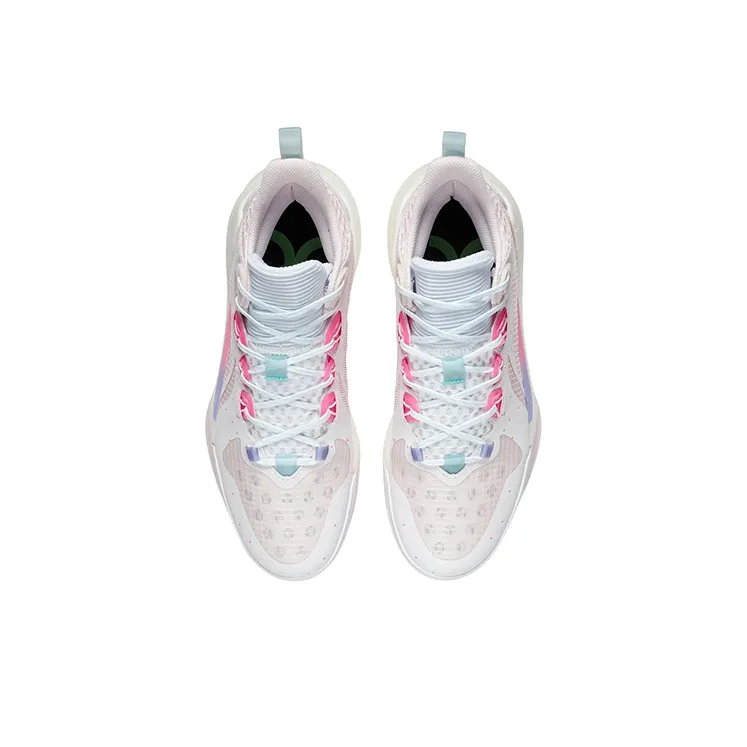 LiNing Sonic 10 Team Cushioning Anti Slip And Wear Resistant Coverage Support Low Top Basketball Shoes Men's White Pink-3