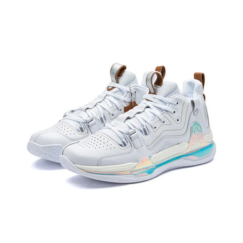 361° AG1 Pro Aaron Gordon 1 Anti Slip Wear Resistant Mid Top Performance Basketball Shoes Men's Silver White-2