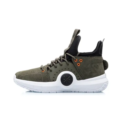 LiNing Way Of Wade Cushioning Height Increasing Rebound Mid Top Basketball Shoes Men's Olive Green