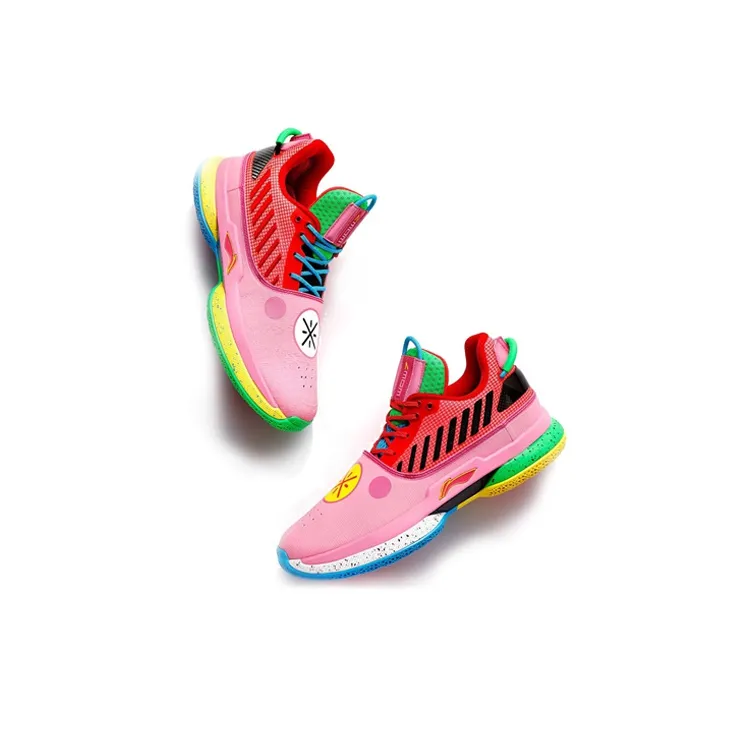 LiNing WOW 7 Shock Absorbers With Slip Resistant And Abrasion Resistant Properties Low Top Basketball Shoes Men's Pink-2