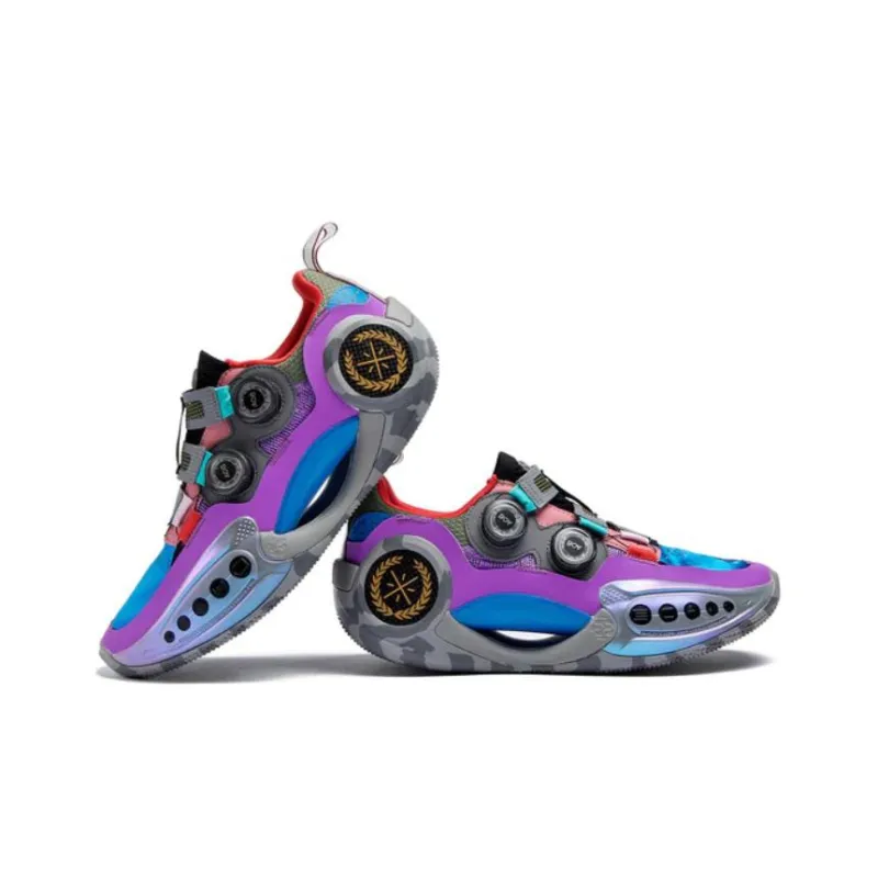 LiNing WOW 9 Anti-Slip And Wear-Resistant Lightweight Low-Top Basketball Shoes Gray Blue Purple Xi'an City Limited-4