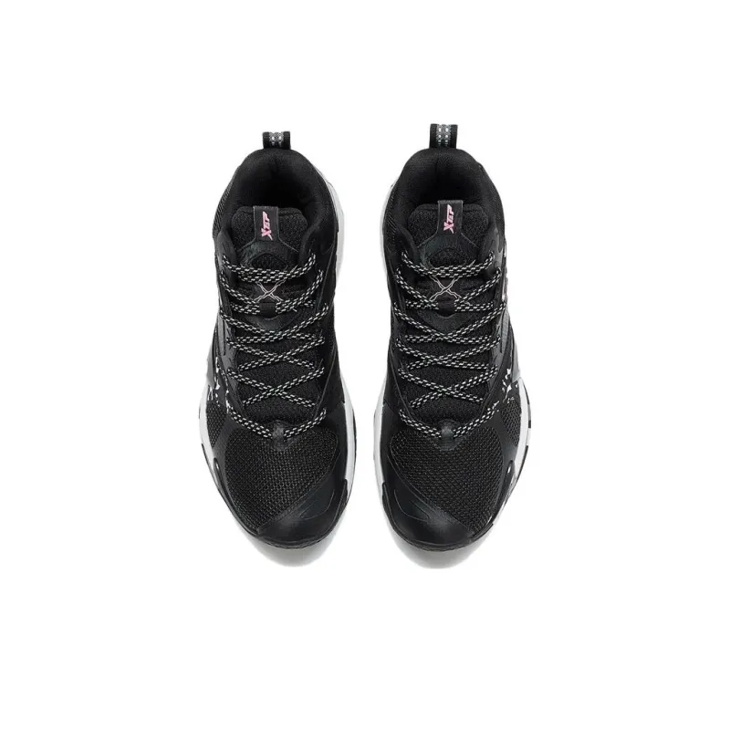 XTEP Slip Resistant, Abrasion Resistant, Breathable Mid Top Basketball Shoes Men's Black New White-3