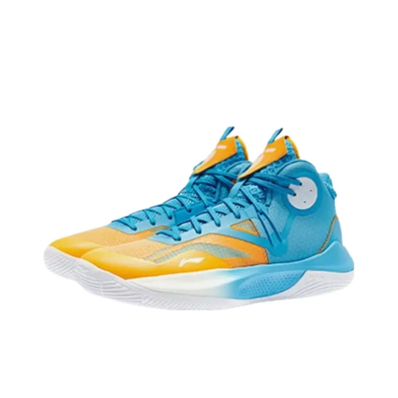 LINING Sonic 9 Team Basketball Shoes Men Mid Top Blue/Yellow-2