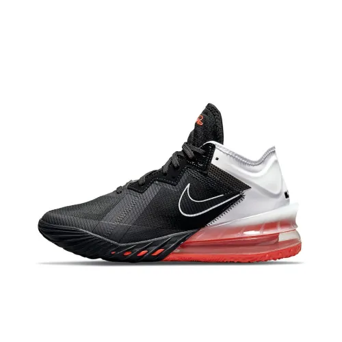 Nike Lebron 18 Basketball Shoes Men Mid-Top Black/White/Orange