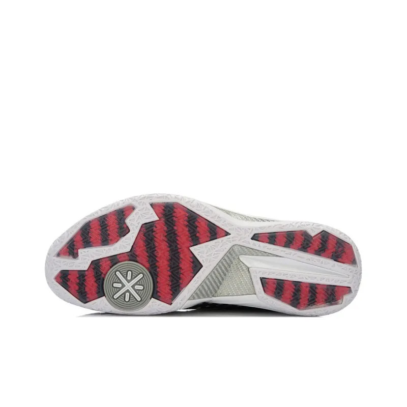 LiNing WOW 4 Cushioning Wear Resistant Mid Top Basketball Shoes Unisex Black Gray Red-4