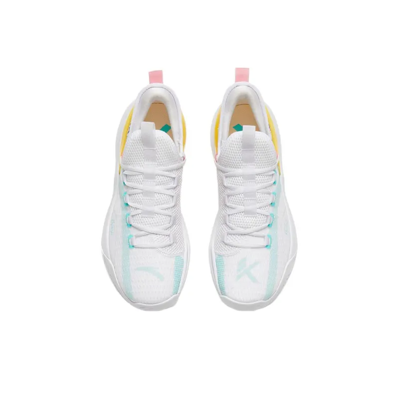 Anta KT Fly Anti Slip Wear Resistant Low Top Basketball Shoes White Yellow-2