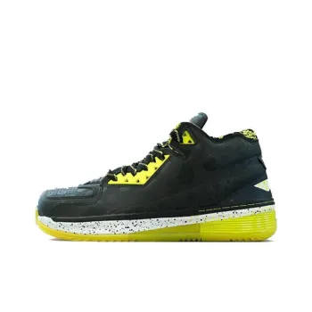 LiNing WOW 2 All Star Devil Fish Cushioned Slip Resistant Mid Top Basketball Shoes Men's Black Yellow White
