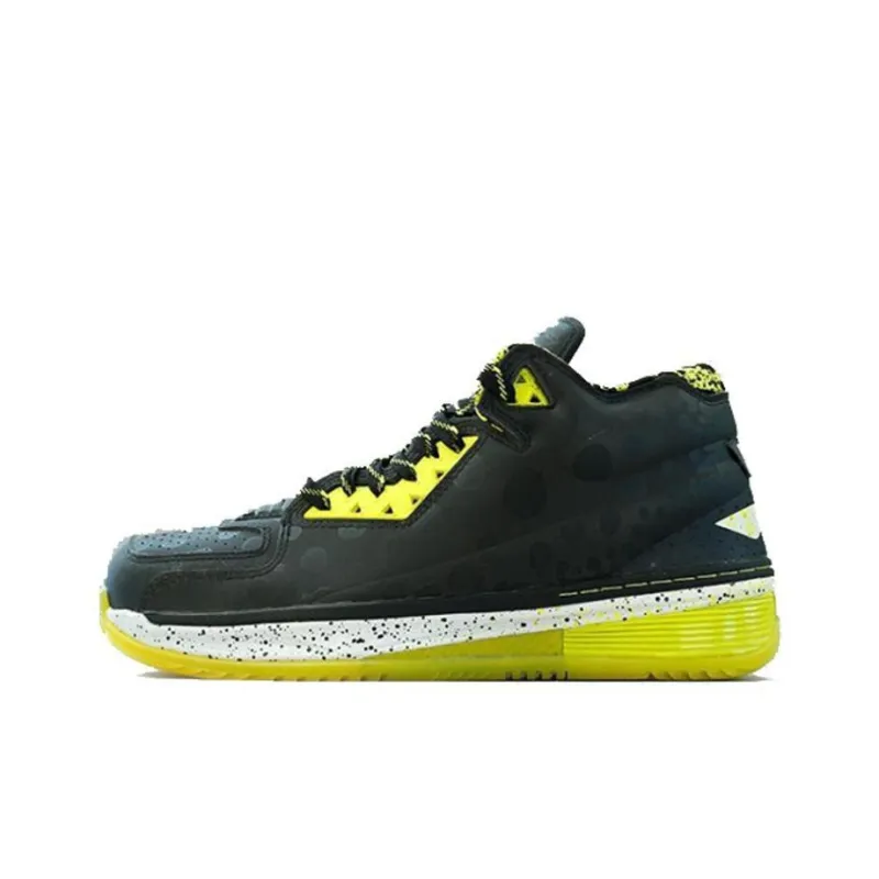 LiNing WOW 2 All Star Devil Fish Cushioned Slip Resistant Mid Top Basketball Shoes Men's Black Yellow White-0