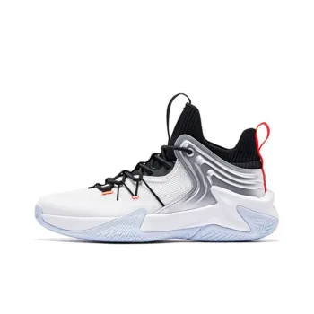 QIAODAN Broken Shadow 1.0 Cushioning Breathable Mid Top Basketball Shoes Men's Black White