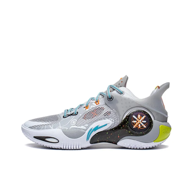 LiNing Wade Fission 8 Non-slip Wear-resistant Shock Absorption Low-Top Basketball Shoes Men's Gray White Black-0