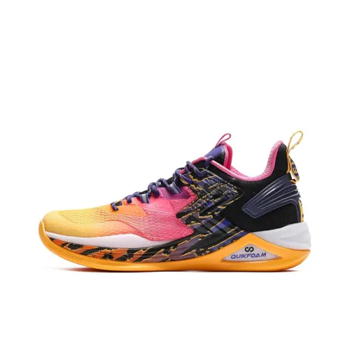 361° Q Bouncy Anti Slip And Wear Resistant Lightweight Mid Top Basketball Shoes Orange Pink
