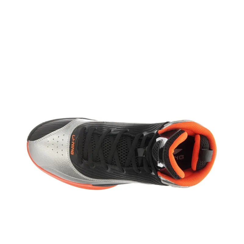 LINING Killer Whale II Basketball Shoes Unisex High-Top Silver/Black/Orange-2