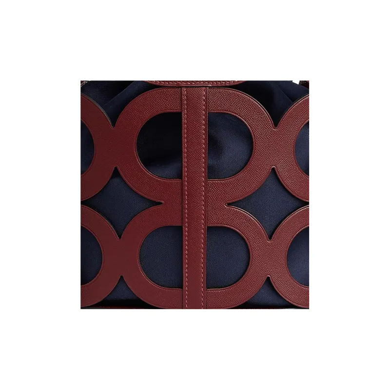 HERMES Calfskin Bucket Bags Handbags Women's Burgundy/Blue-4