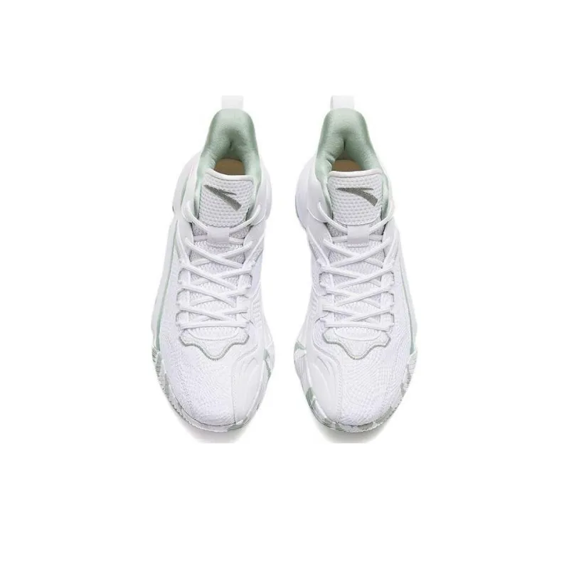 Anta Laser 4 Cushioning Anti Slip And Wear Resistant Mid Top Basketball Shoes Men's White-2