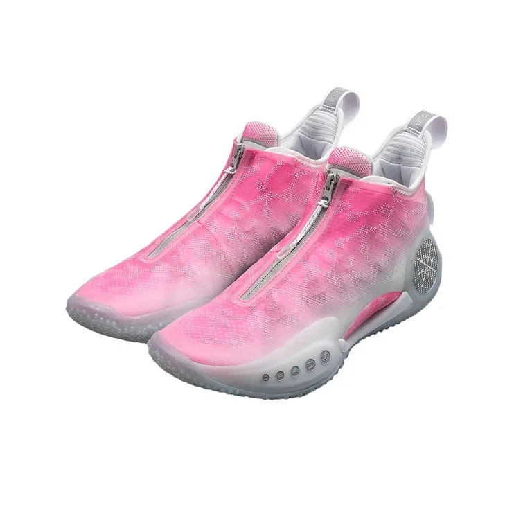 LINING WOW 9 Basketball Shoes Men Low Top Neon Glow Pink/Standard White-4