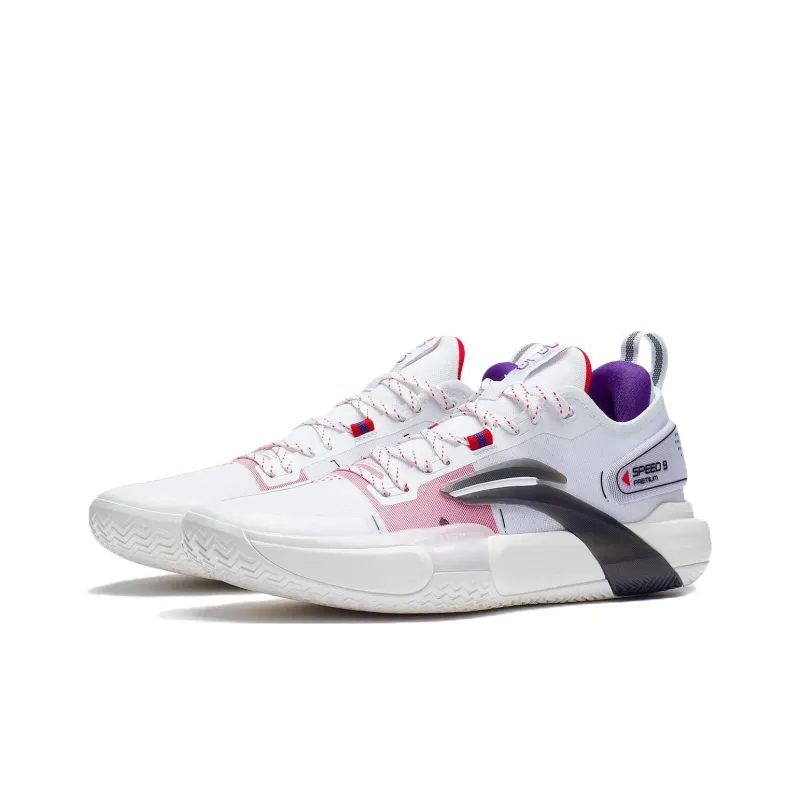 LINING Speed 9 Premium Basketball Shoes Men Low Top Standard White-2
