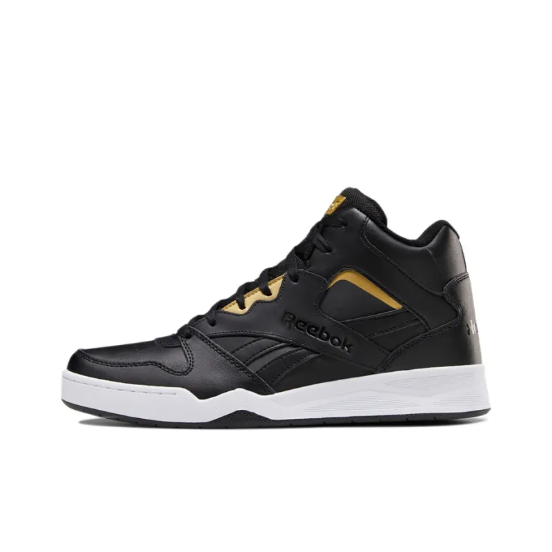 Reebok Royal BB4500 2 Cushioning Anti-Slip And Wear-Resistant Coverage Mid-Top Basketball Shoes Men's Black Gold-0
