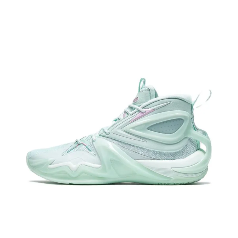 XTEP Battle 1.0 Cushioning Anti Slip And Wear Resistant High Top Performance Basketball Shoes Men's Green Pink-0