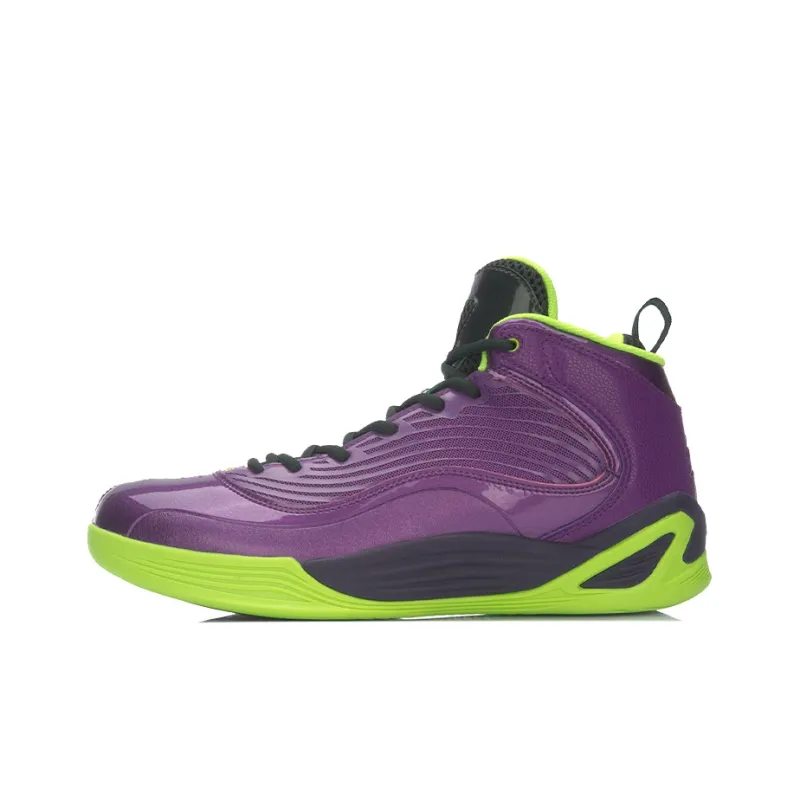 LiNing Killer Whale II Mid-Top Basketball Shoes Unisex Purple Green-0