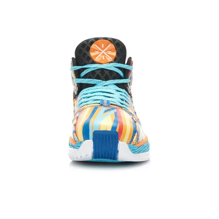 LiNing Cushioning Anti Slip And Wear Resistant Coverage Balance High Top Basketball Shoes Unisex Blue Multicolor-3
