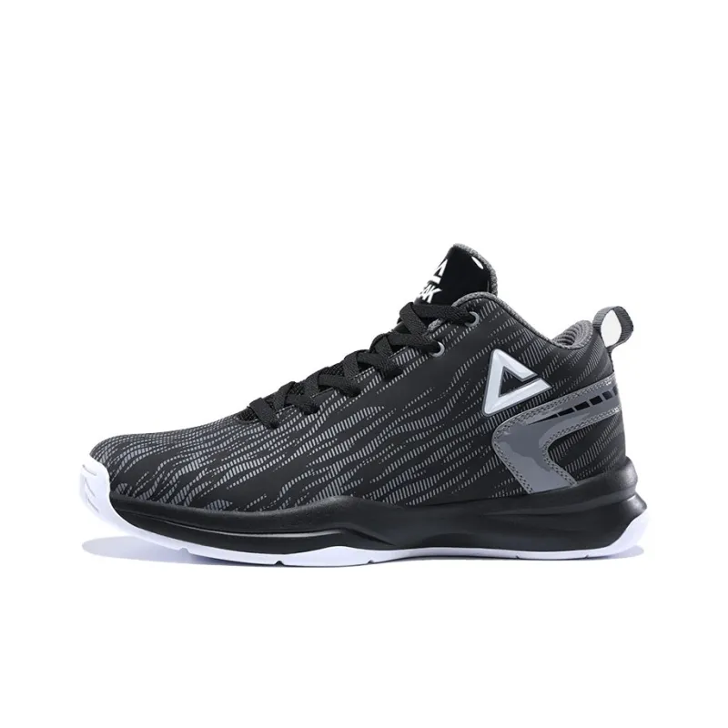PEAK Game-Ready Collection Cushioning Anti-Slip And Wear-Resistant Mid-Top Basketball Shoes Black Gray-0