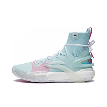 LiNing Speed 9 Ultra Ultra Cushioning Anti Slip And Wear Resistant High Top Basketball Shoes Men's Light Blue