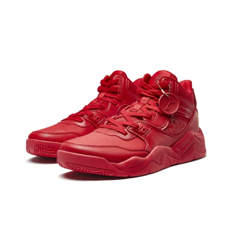XTEP Cushioning Anti Slip And Wear Resistant Mid Top Basketball Shoes Men's Red-1