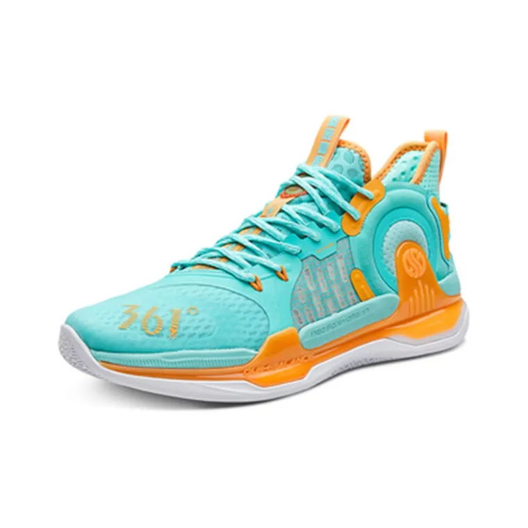 361° AG 1 Cushioning Anti Slip And Wear Resistant Mid Top Basketball Shoes Men's Blue Orange-2