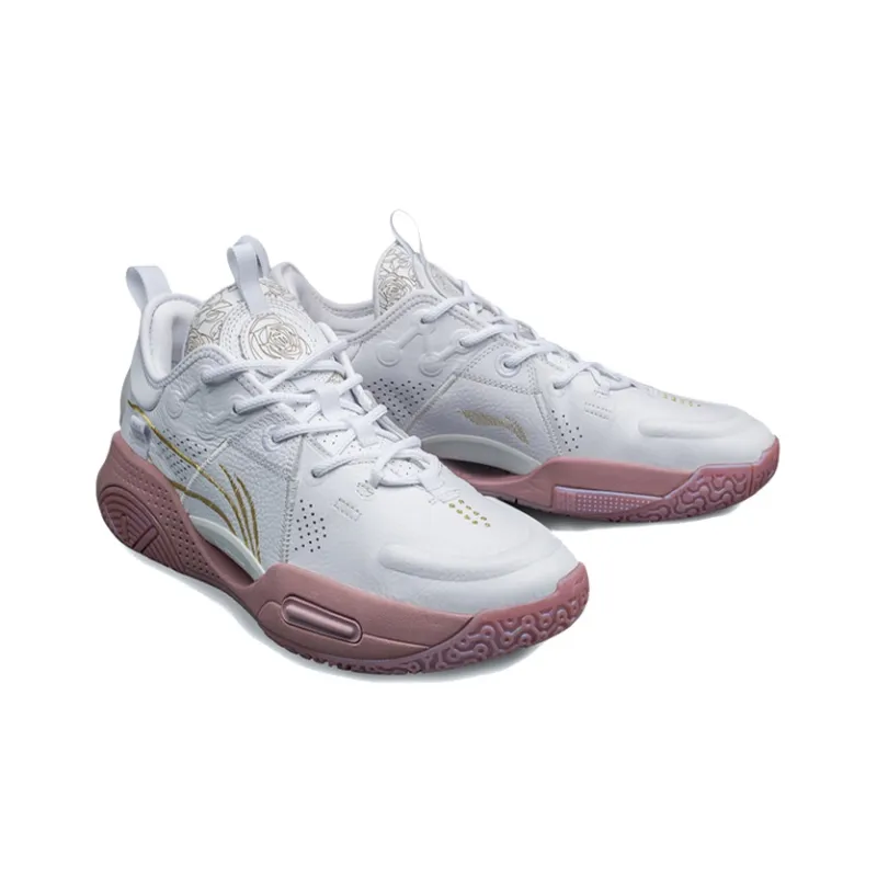 LiNing All City 9 Cushioning Anti-Slip Wear-Resistant Breathable Supportive Rebound Low-Top Basketball Shoes White Pink-5