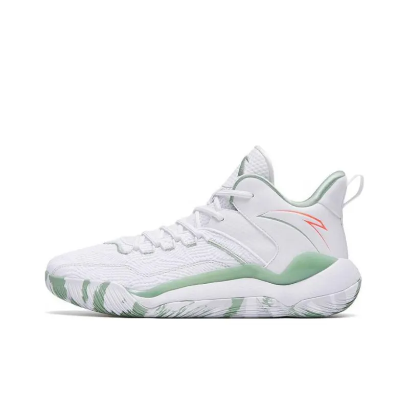 Anta Laser 4 Cushioning Anti Slip And Wear Resistant Mid Top Basketball Shoes Men's White-0